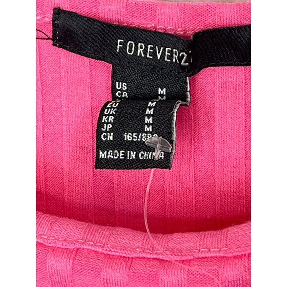 Forever 21 Pink Ribbed Crop Tank Top Women’s Medium Sleeveless Casual Tee - Picture 6 of 12